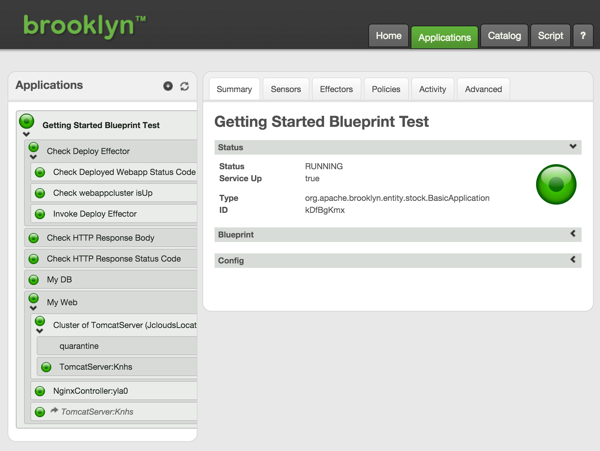 Successful Getting Started App deployment and Test execution.